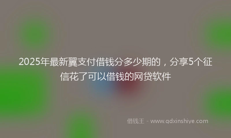 2025年最新翼支付借钱分多少期的，分享5个征信花了可以借钱的网贷软件