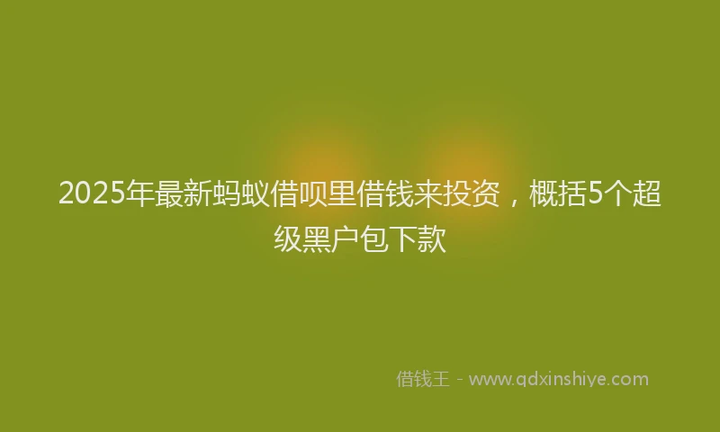 2025年最新蚂蚁借呗里借钱来投资，概括5个超级黑户包下款