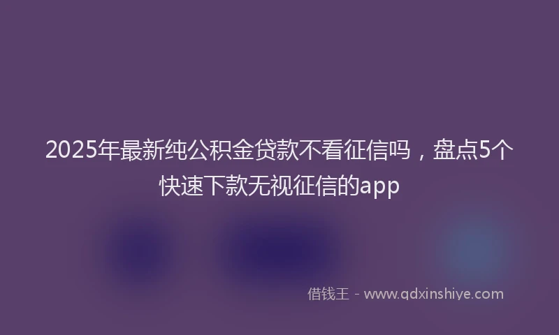 2025年最新纯公积金贷款不看征信吗，盘点5个快速下款无视征信的app