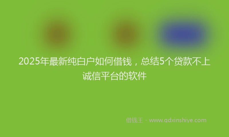 2025年最新纯白户如何借钱，总结5个贷款不上诚信平台的软件