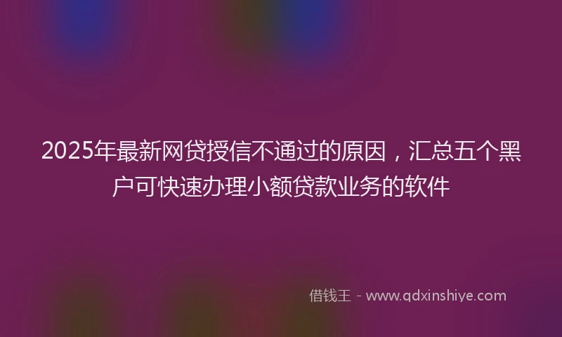 2025年最新网贷授信不通过的原因，汇总五个黑户可快速办理小额贷款业务的软件