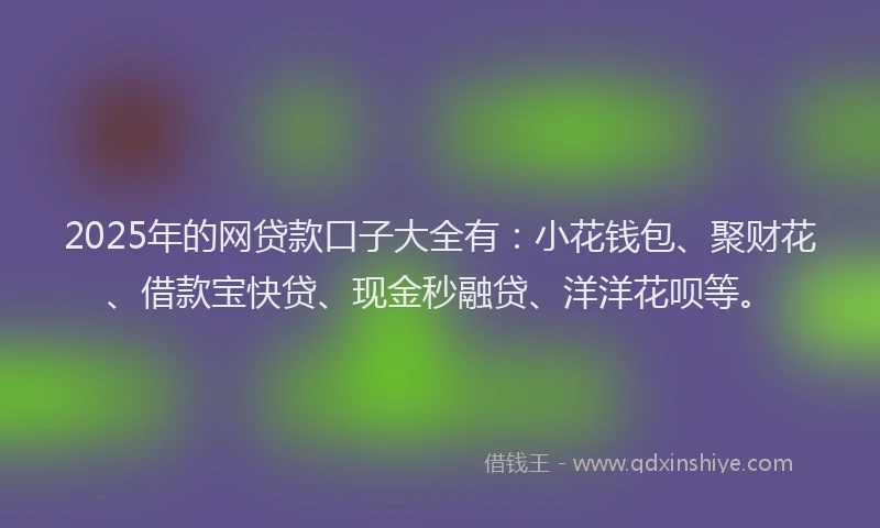 2025年的网贷款口子大全有：小花钱包、聚财花、借款宝快贷、现金秒融贷、洋洋花呗等。