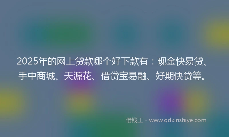 2025年的网上贷款哪个好下款有：现金快易贷、手中商城、天源花、借贷宝易融、好期快贷等。