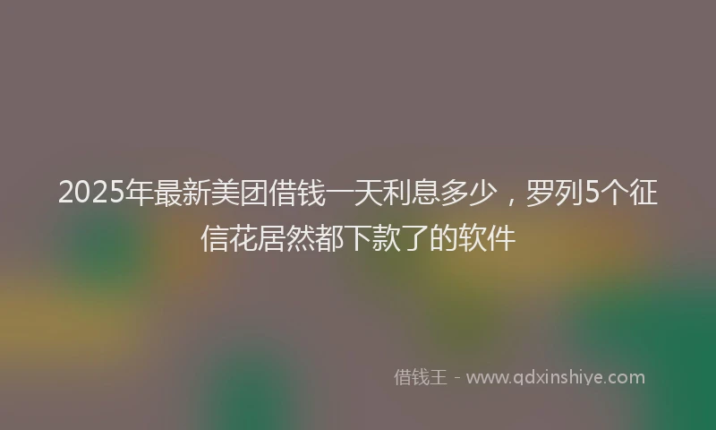 2025年最新美团借钱一天利息多少，罗列5个征信花居然都下款了的软件