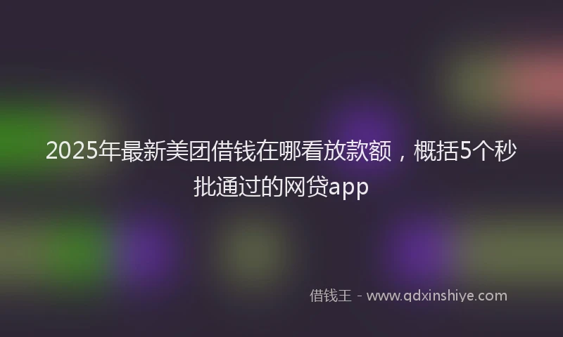 2025年最新美团借钱在哪看放款额，概括5个秒批通过的网贷app