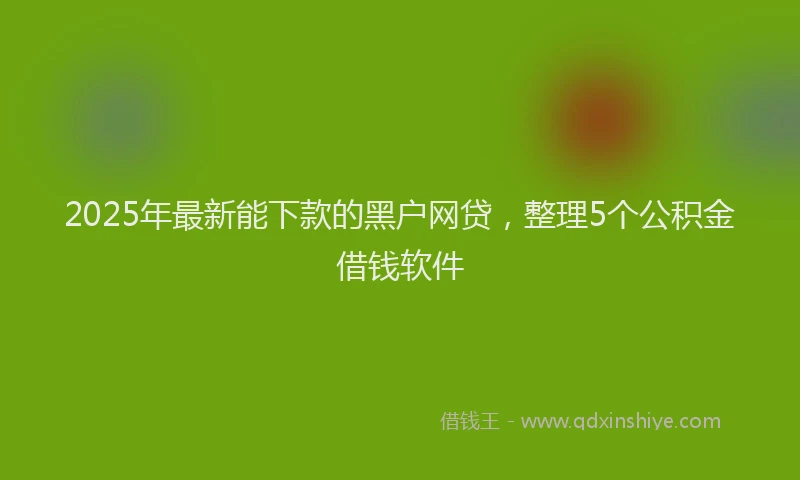 2025年最新能下款的黑户网贷，整理5个公积金借钱软件