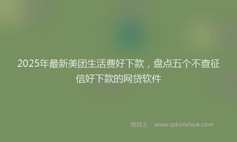 2025年最新美团生活费好下款，盘点五个不查征信好下款的网贷软件