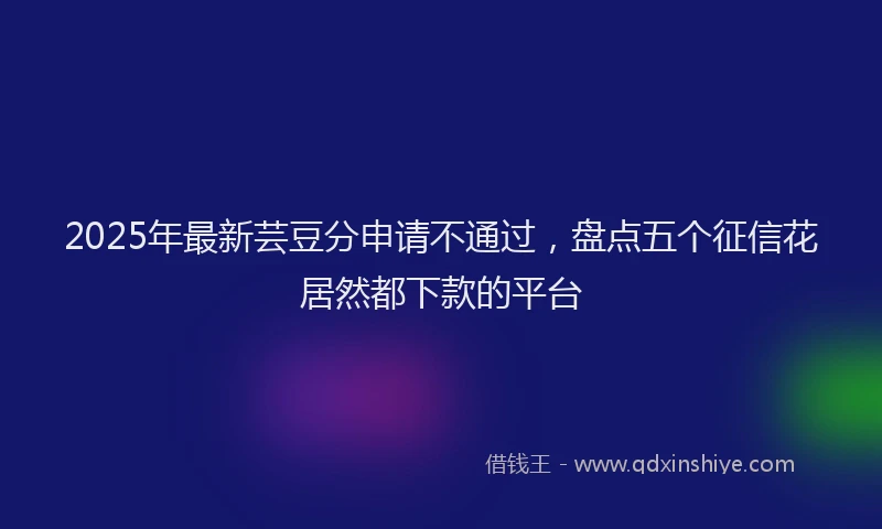 2025年最新芸豆分申请不通过，盘点五个征信花居然都下款的平台