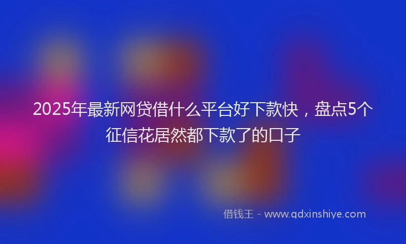 2025年最新网贷借什么平台好下款快，盘点5个征信花居然都下款了的口子