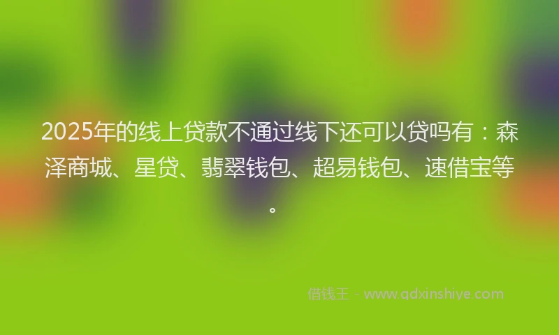 2025年的线上贷款不通过线下还可以贷吗有：森泽商城、星贷、翡翠钱包、超易钱包、速借宝等。