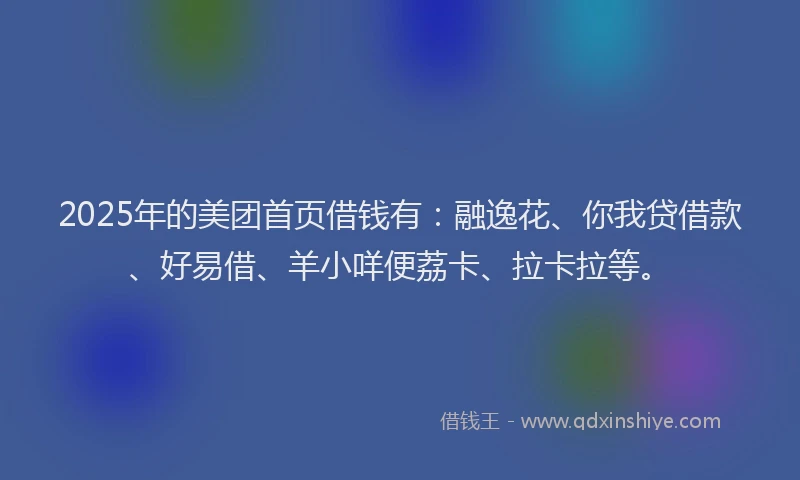 2025年的美团首页借钱有：融逸花、你我贷借款、好易借、羊小咩便荔卡、拉卡拉等。