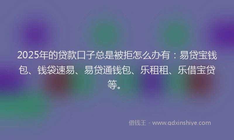 2025年的贷款口子总是被拒怎么办有：易贷宝钱包、钱袋速易、易贷通钱包、乐租租、乐借宝贷等。