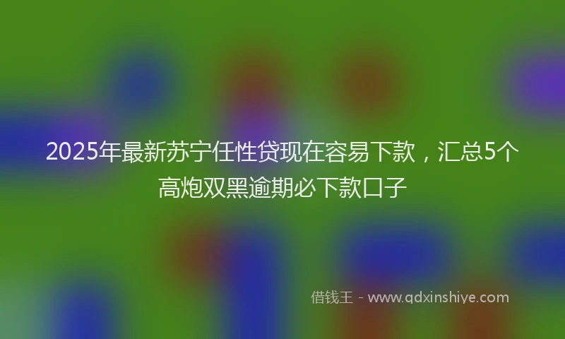 2025年最新苏宁任性贷现在容易下款，汇总5个高炮双黑逾期必下款口子