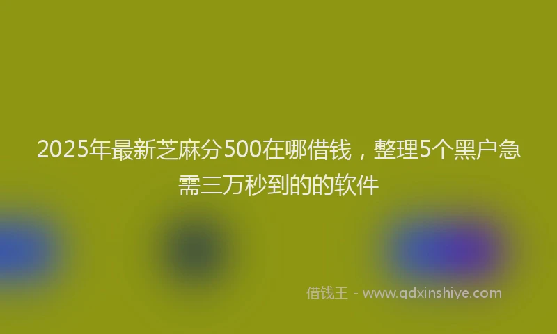 2025年最新芝麻分500在哪借钱，整理5个黑户急需三万秒到的的软件