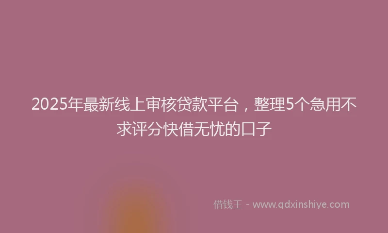2025年最新线上审核贷款平台，整理5个急用不求评分快借无忧的口子