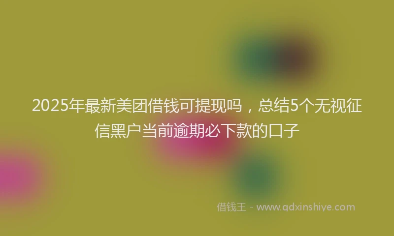 2025年最新美团借钱可提现吗，总结5个无视征信黑户当前逾期必下款的口子