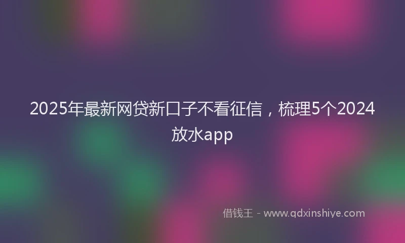 2025年最新网贷新口子不看征信，梳理5个2024放水app