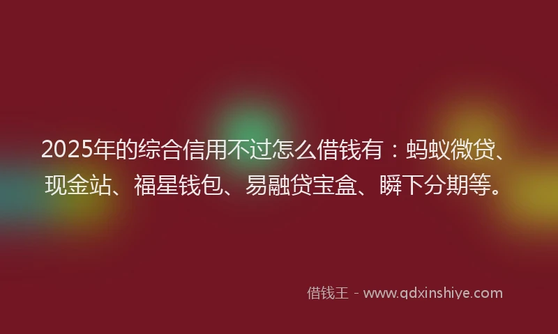 2025年的综合信用不过怎么借钱有：蚂蚁微贷、现金站、福星钱包、易融贷宝盒、瞬下分期等。