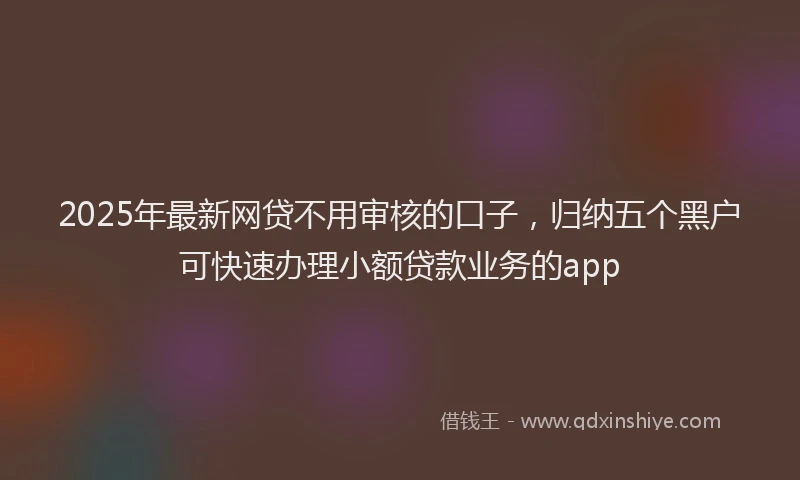 2025年最新网贷不用审核的口子，归纳五个黑户可快速办理小额贷款业务的app