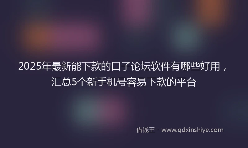 2025年最新能下款的口子论坛软件有哪些好用，汇总5个新手机号容易下款的平台