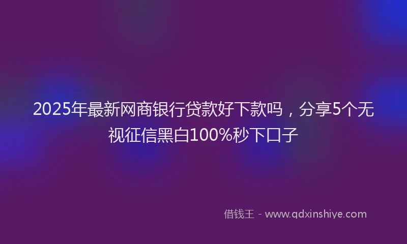 2025年最新网商银行贷款好下款吗，分享5个无视征信黑白100%秒下口子