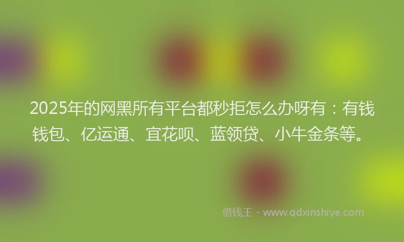 2025年的网黑所有平台都秒拒怎么办呀有：有钱钱包、亿运通、宜花呗、蓝领贷、小牛金条等。