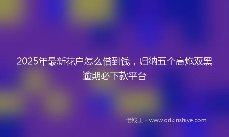 2025年最新花户怎么借到钱，归纳五个高炮双黑逾期必下款平台