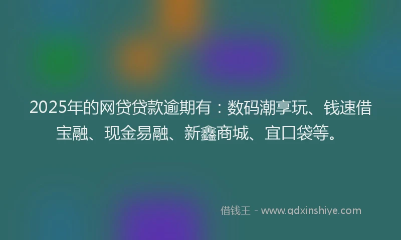 2025年的网贷贷款逾期有：数码潮享玩、钱速借宝融、现金易融、新鑫商城、宜口袋等。