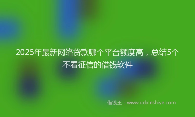 2025年最新网络贷款哪个平台额度高，总结5个不看征信的借钱软件