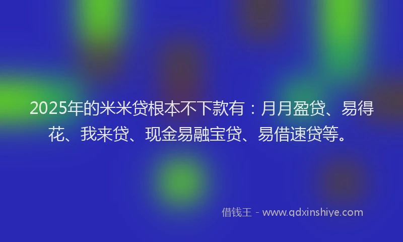2025年的米米贷根本不下款有：月月盈贷、易得花、我来贷、现金易融宝贷、易借速贷等。