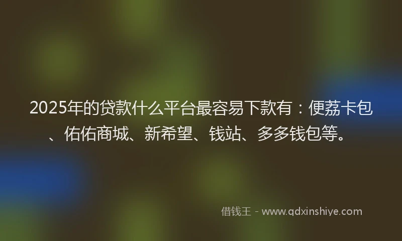 2025年的贷款什么平台最容易下款有：便荔卡包、佑佑商城、新希望、钱站、多多钱包等。
