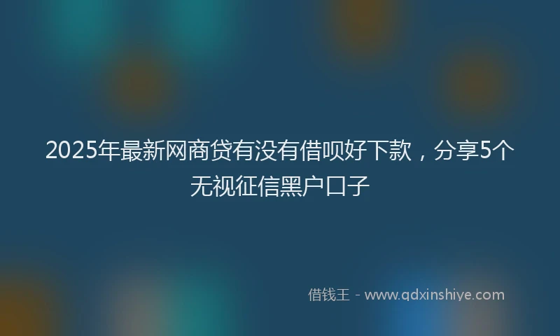 2025年最新网商贷有没有借呗好下款，分享5个无视征信黑户口子