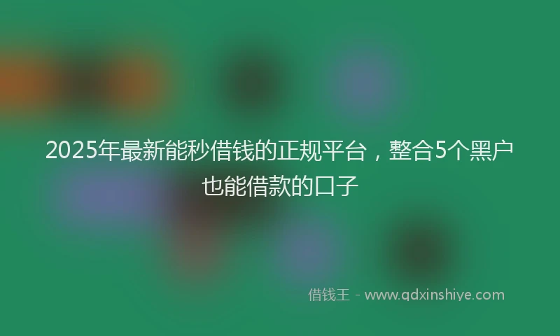2025年最新能秒借钱的正规平台，整合5个黑户也能借款的口子