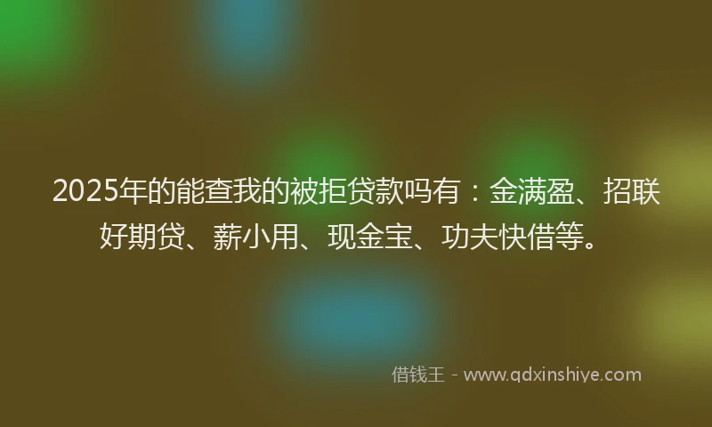 2025年的能查我的被拒贷款吗有：金满盈、招联好期贷、薪小用、现金宝、功夫快借等。