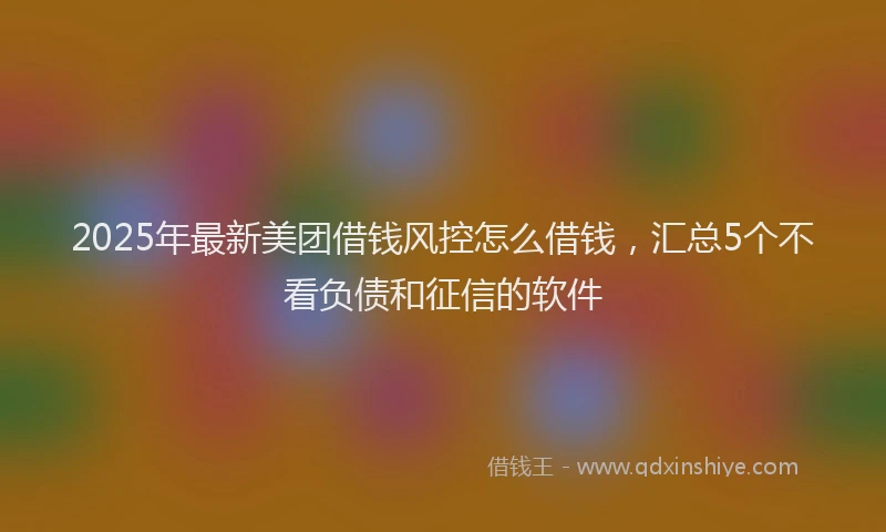 2025年最新美团借钱风控怎么借钱，汇总5个不看负债和征信的软件