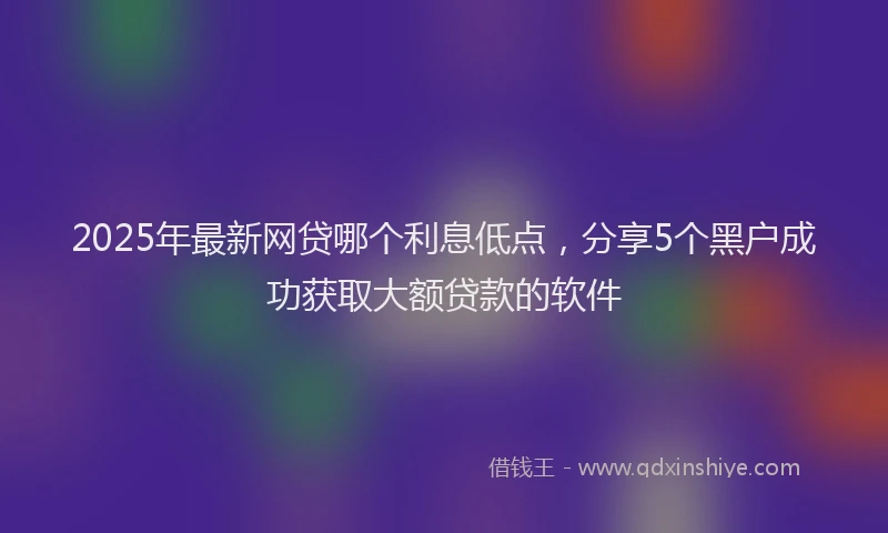 2025年最新网贷哪个利息低点，分享5个黑户成功获取大额贷款的软件