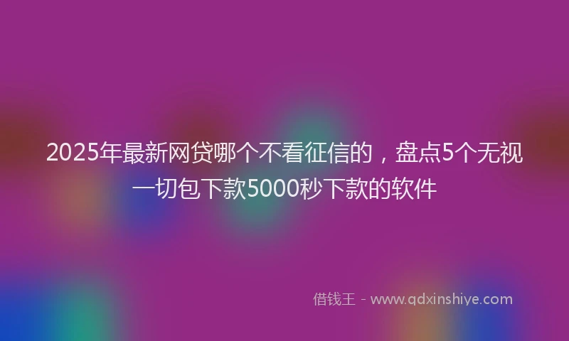 2025年最新网贷哪个不看征信的，盘点5个无视一切包下款5000秒下款的软件
