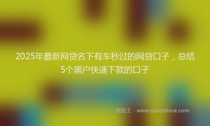 2025年最新网贷名下有车秒过的网贷口子，总结5个黑户快速下款的口子