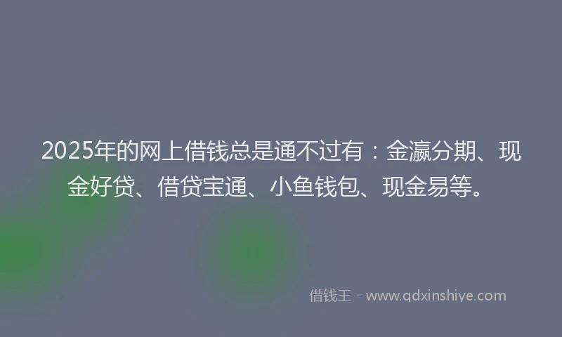 2025年的网上借钱总是通不过有:金瀛分期、现金好贷、借贷宝通、小鱼钱包、现金易等。