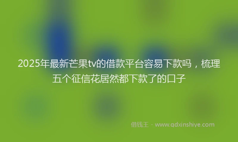 2025年最新芒果tv的借款平台容易下款吗，梳理五个征信花居然都下款了的口子