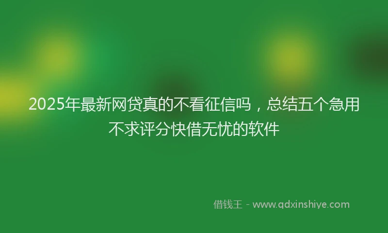 2025年最新网贷真的不看征信吗，总结五个急用不求评分快借无忧的软件