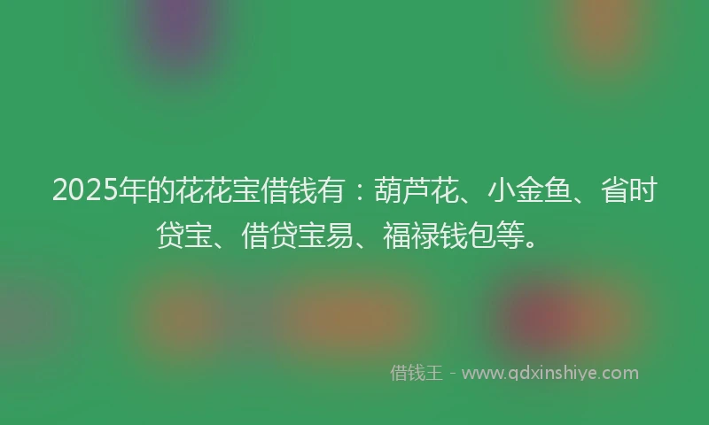 2025年的花花宝借钱有：葫芦花、小金鱼、省时贷宝、借贷宝易、福禄钱包等。
