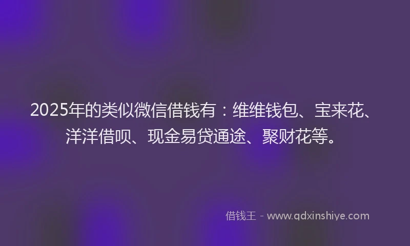 2025年的类似微信借钱有：维维钱包、宝来花、洋洋借呗、现金易贷通途、聚财花等。