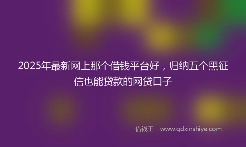 2025年最新网上那个借钱平台好，归纳五个黑征信也能贷款的网贷口子