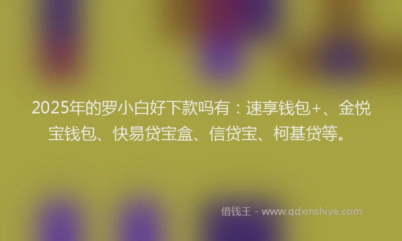 2025年的罗小白好下款吗有：速享钱包+、金悦宝钱包、快易贷宝盒、信贷宝、柯基贷等。