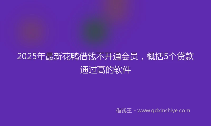 2025年最新花鸭借钱不开通会员，概括5个贷款通过高的软件