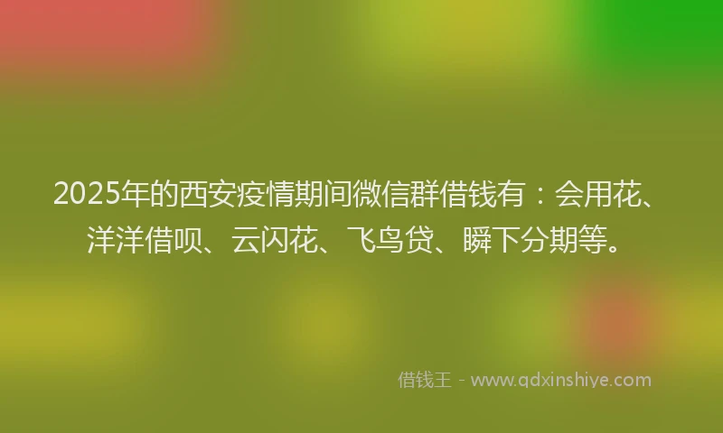 2025年的西安疫情期间微信群借钱有：会用花、洋洋借呗、云闪花、飞鸟贷、瞬下分期等。