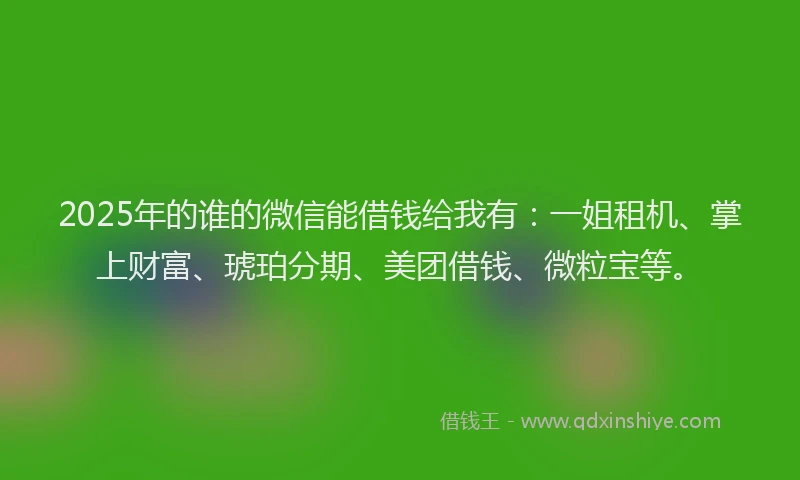 2025年的谁的微信能借钱给我有：一姐租机、掌上财富、琥珀分期、美团借钱、微粒宝等。