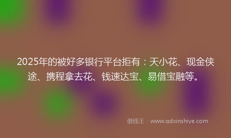 2025年的被好多银行平台拒有：天小花、现金侠途、携程拿去花、钱速达宝、易借宝融等。