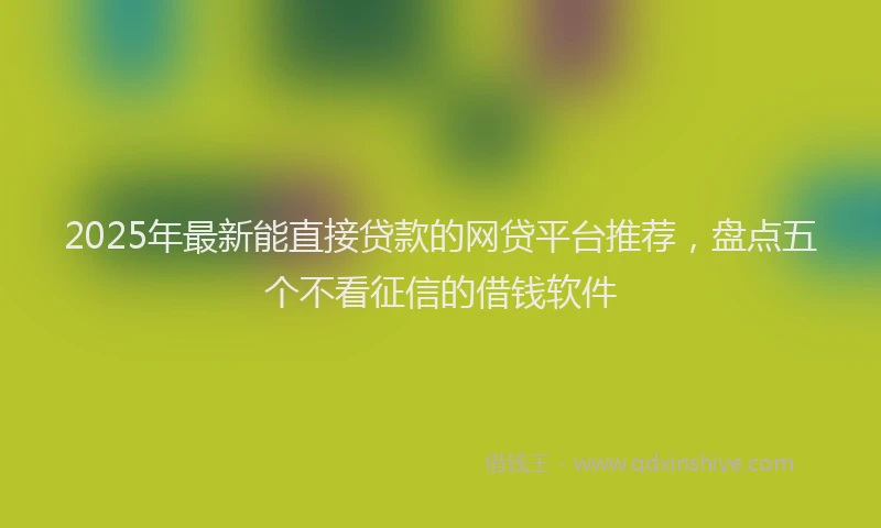 2025年最新能直接贷款的网贷平台推荐，盘点五个不看征信的借钱软件